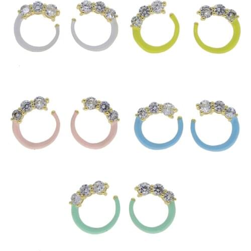 Pastel Enamel Round Circle Stud Earring Colorful Summer Hot Selling Fashion Women Cubic Zirconia Geometric Jewelry