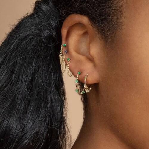 Simple Tiny Small CZ Stud Colorful Cubic Zirconia 925 Sterling Silver Gold Plated Multi Piercing Earring