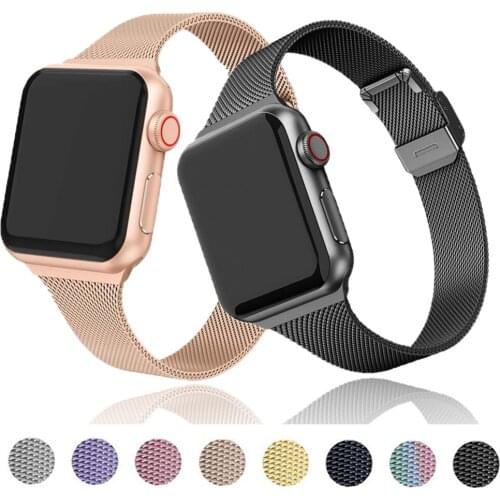 Magnetic loop For Apple Watchband 40mm 44mm 42mm 38mm Stainless steel metal slim bracelet correa iWatch bracelet 6 5 4 SE strap