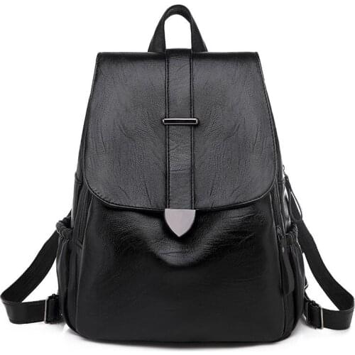 2020 PU Ladies Leather Backpacks Teenage Girsl School Backpack Casual Women Bags Fashion Business Bag for Female Girls Book Bags