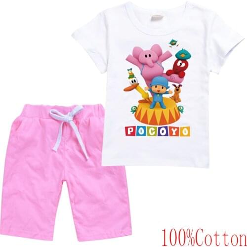 Kids Clothes Sets for Boys Girls Pocoyoe Tracksuits Summer Clothing Baby Children Cotton Soft Tops + Shorts Short Sleeve Outfits