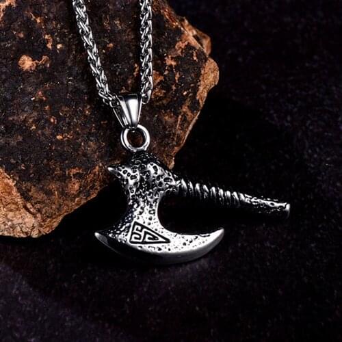 Vintage Viking Pirate Axe Mens Totem Pendant Stainless Steel Men Punk Motorcycle Biker Jewelry