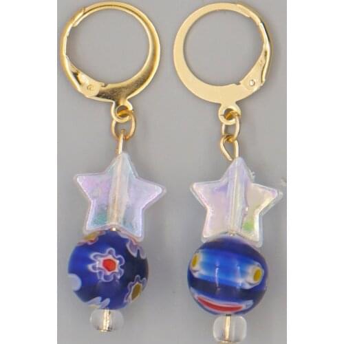 Go2Boho Murano Glaze Glass Drop Earrings for Women Transparent Acrylic Star Earings Jewelry Stainless Steel Dangle Earring