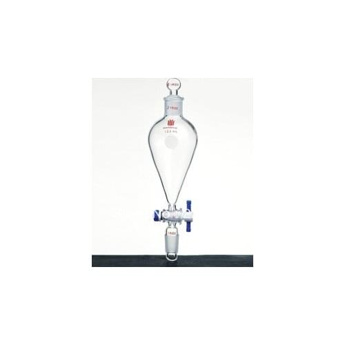 Funnel, Separatory, Capacity:125ml, Joints:19/22, PTFE stopcock:2mm, Stopper:Glass