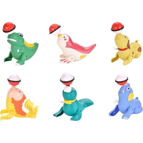 D7WF 17cm Winding Toy Spring Clockwork Toy Party Gift Interactive Realistic Acrobatic Animal Toy w/t Spinning Ball for Baby