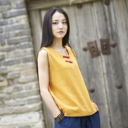 Women Cotton Button Patchwork Tank Sleeveless Tops Vest Blouse Casua Loose Plus Size Soft Vest S-5XL 6XL 7XL