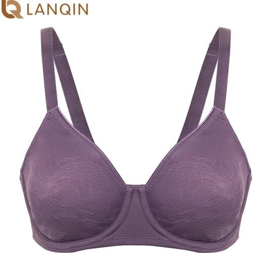 Womens Jacquard Underwire Minimizer Bra Plus Size Supportive Lace Everyday Bras