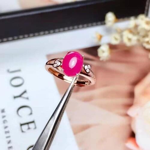 Natural New Burning Ruby Gemstone Fashion Ring Real 925 Sterling Silver Fashion Fine Jewelry for Women【FS Jewelry