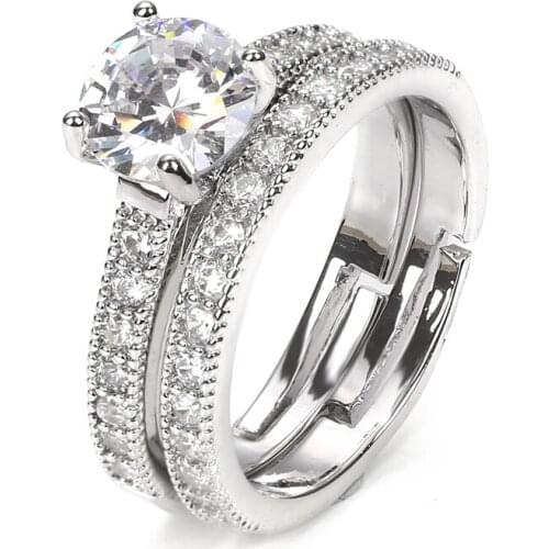 Bettyue New Fashion Round Noble White Color Ring Set With Cubic Zircon Adjustable For Women Anniversary Gift Promise Jewelry