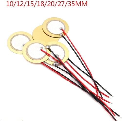 10pcs 10/12/15/18/20/27MM/35MM Buzze Piezoelectric Piezo Ceramic Copper sheet Sounder Sensor Trigger Drum Disc With Copper Wire