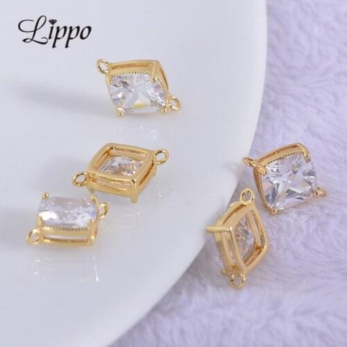 10pcs High Quality Gold Copper Connector Pendants With Zircon For DIY Jewelry Making Bracelet Earring