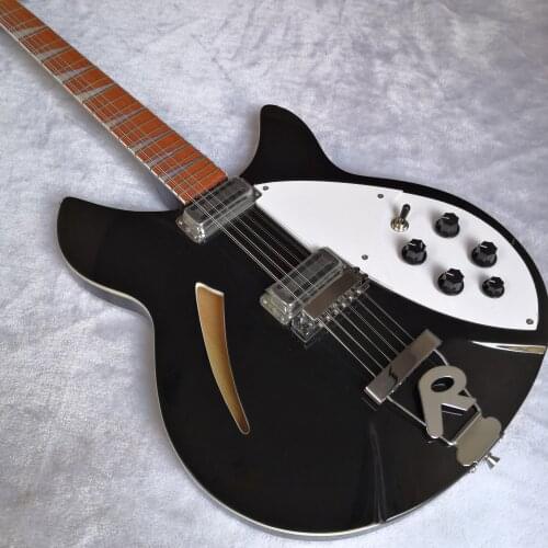 12 String Electric Guitar, Ricken 360 Electric Guitar,Black paint body with triangle inlay fingerboard,free shipping