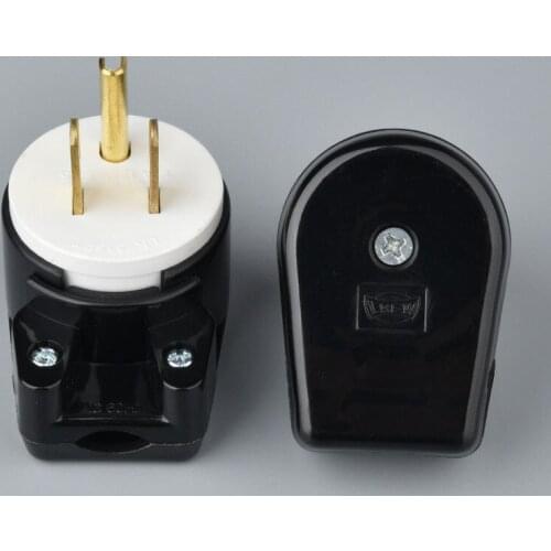 2PCS 15A 125V UL Certification 3 Pin US AC Power Wire Industrial Plug Pure Copper American Industry Socket Adapter