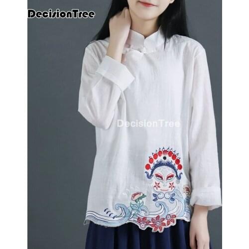 2021 cheongsam blouse silk linen qipao tops chinese style tang costume lady shirt printed chinese style cheongsam chiffon blouse