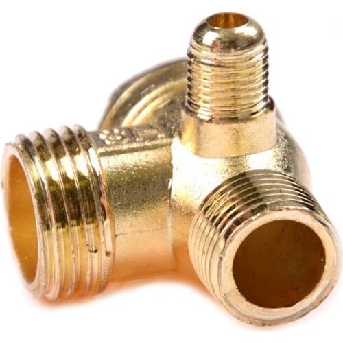 3 Port Brass Central Pneumatic Valves Air Compressor Check Valve Thread 90 Degree DIY Home Tools