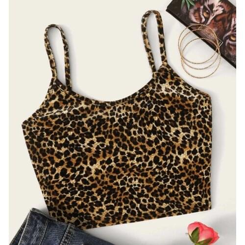 30# Leopard Sexy Tanks Crop Top Women Leopard Backless Bandage Lace-up Summer Sling Open Back Camisoles Vest fashion streetwear
