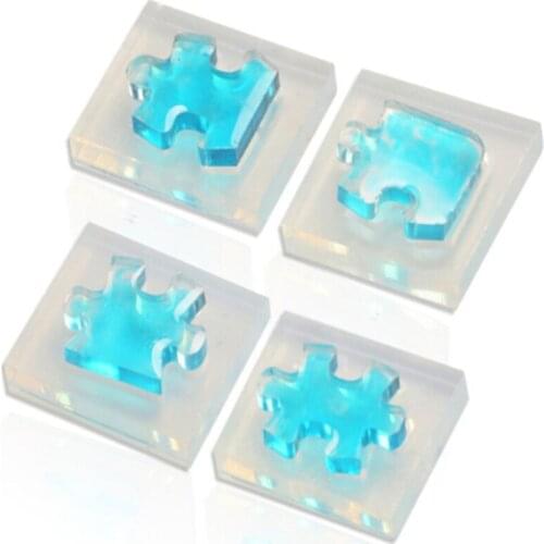 4pcs/set puzzle piece Gemstone Crystal Epoxy resin Mold DIY Jewelry Pendant Making Tools Epoxy clear Silicone Mould