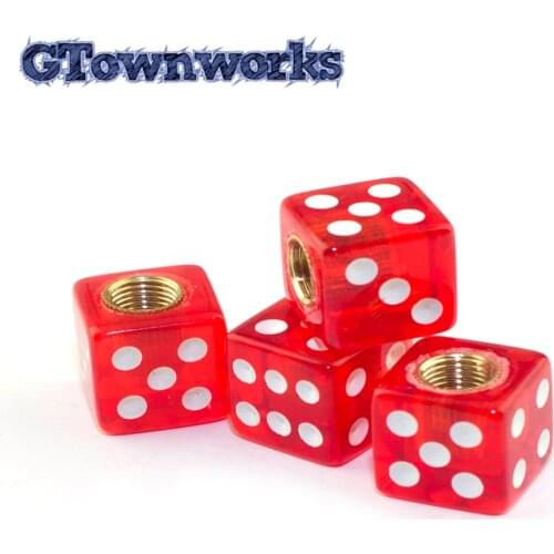 4pcs New Model Dice Air Valve For Car Bike Wheel Tire Air Valve Stem Cover Dice Shaped Car Dust Cover