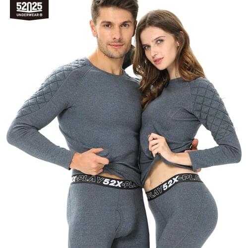 52025 Men Thermal Underwear Women Thermal Underwear Winter Fleece-lined Warm Long Johns Thick Cotton Thermal Suit For Men Winter
