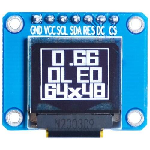 0.66 inch 64*48 OLED display highlights SPI / iic ssd1306 7 pin white/blue