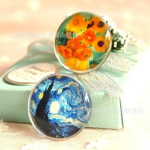 8 pieces a lot)World famous paintings crystal glass 30mm fridge magnet