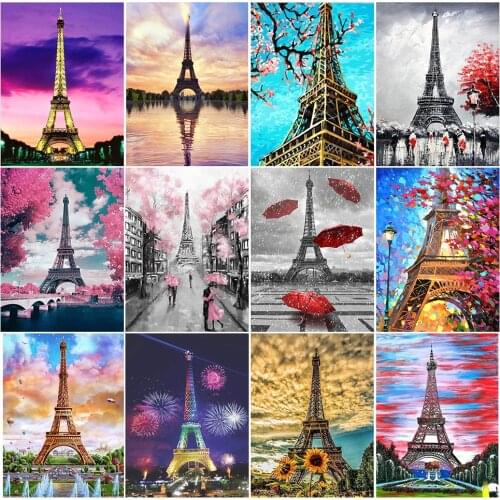 5D DIY Diamond Painting Diamond Eiffel Tower Full Square/Round Drill Mosaic Embroidery Landscape Rhinestone Pictures Home Decor
