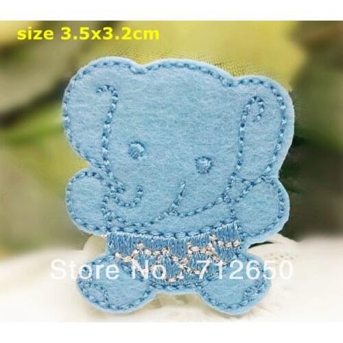 Free Shipping 10 pcs cute blue elephant Embroidered iron on Motif Applique garment embroidery patches DIY accessories