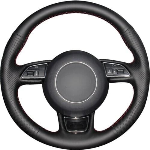 Black Synthetic Leather Car Steering Wheel Cover for Audi A1 A3 A5 A7