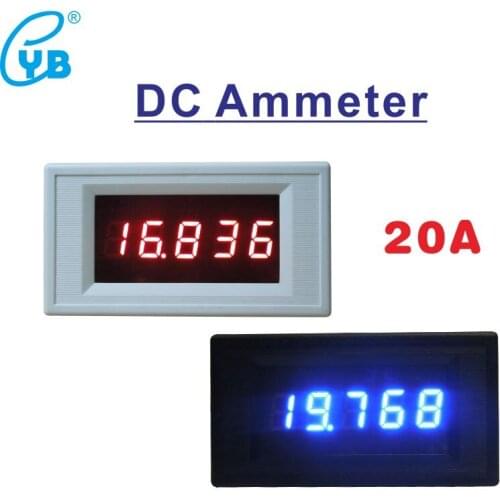 DC 20A LED Digital Ampere Meter Current Meter DC Ammeter Current Measuring Instrument DC Amp Panel Meter 0.4''LED Red Blue 4 1/2