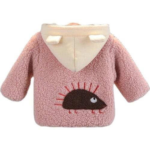 Baby Girl Outerwear Winter New Girls Jacket Coat 2-6Y Kids Hedgehog Hooded Woolen Jacket Child Thicken Outerwear Toddler Coats