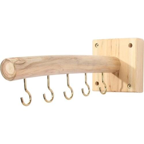Hot YO-Log Coat 5 Hook Wooden Wall Hanger Hook Clothes Bag Display Rack Wall Hanger Holder Organizer Hook for Hanging Hook