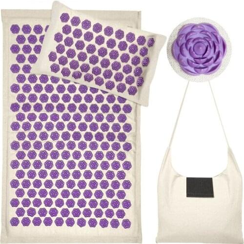 73*45cm Buckwheat Acupuncture Massage Mat Pillow with Portable Bag Home Fitness Yoga Mat Acupoint Flax Coconut Relax Sports Mat