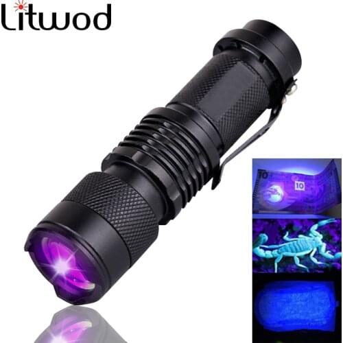 UV Light Mini Penlight Q5 LED Flashlight Torch Waterproof 3 Modes Zoomable Adjustable Focus Lantern Portable Bulbs Litwod SK68