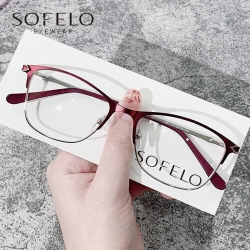 Fashion Myopia Optical Glasses Frame Women Prescription Eyeglasses Frame Ladies Red Stainless Steel Spectacles Frame Brand 2021
