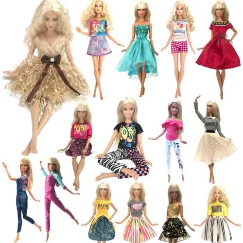 NK Two Set Multi-Group Optional Doll Dress Top Fashion Style Skirt Colorful Outfits For Barbie Accessories Doll Best Gift JJ DZ