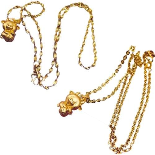 Lucky 2021 New Year Zodiac Pendant Blessing Necklace for Children Gifts Souvenir Jewelry Accessories