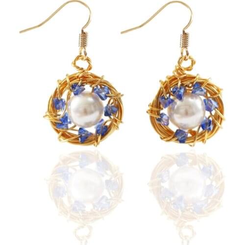 LANFLORA new colorful circular Crystal earrings handmade women earrings copper alloy earrings for girlfriend birthday gift