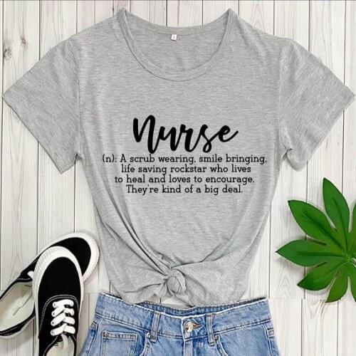 Nurse Definition Letters Printed 100%Cotton Womens T Shirt Nurse Life Summer O-Neck Pullover Short Sleeve Tops Gift for Nurse