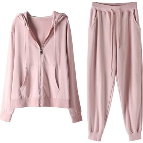 Autumn womens new Korean casual fashion cardigan zipper two piece set foreign trade sweater suit coat