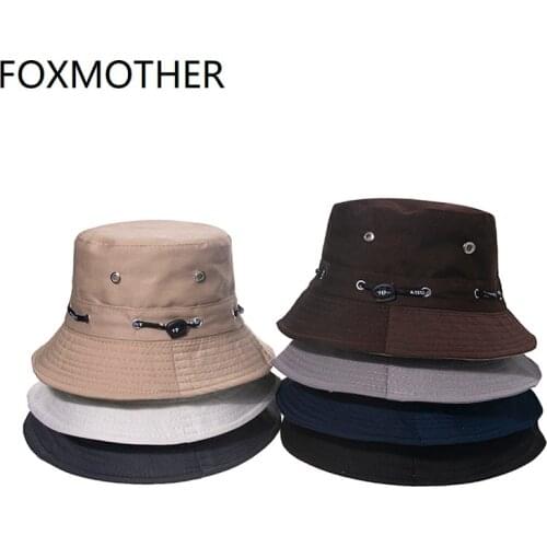 FOXMOTHER Unisex Black White Grey Solid Color Bucket Hats Mens Fishing Caps Outdoor Summer Sun Panama