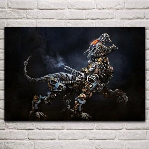 Punk style robot dog monster animal fantasy living room home wall decor art prints wood frame fabric poster KM018