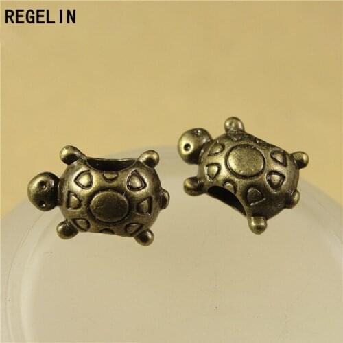 REGELIN Antique Bronze little turtle Charm Pendant 20pcs 15x10x8mm for Diy Necklace Jewelry Making Handmade Craft