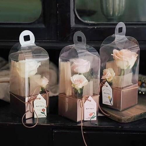 Flower Packing Pvc Box Transparent Portable Gift Packing Boxes Christmas Clear Wrapping Gift Box MotherS ValentineS Day Bags