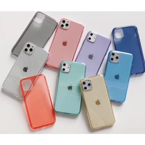 TPU Clear Phone Case Soft Silicon Back Cover Transparent for Iphone 11pro Max XR X XS Max 8 7 Plus SE2020 Shockproof Colorful