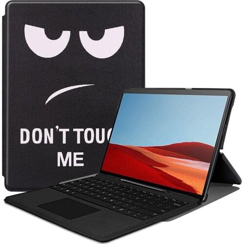 Stand Folio Folding PU Leather Case with Pencil Slot for Surface Pro X 13.0 Tablet Flip Cover+Stylus