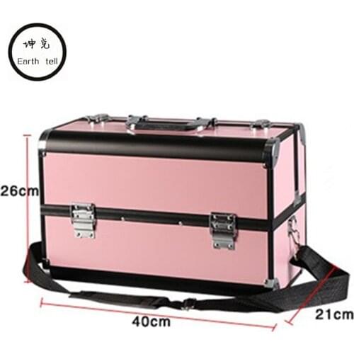 Portable Cosmetic Case Korean Professional Muti Tiers Large Capacity Design Travel Aluminum Alloy Bag Beauty Jewelry Box Handbag