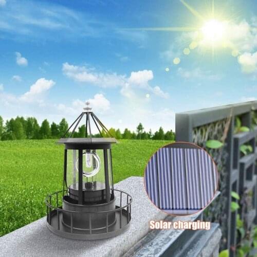 Solar LED Rotating Lighthouse Waterproof Outdoor Courtyard Landscape Gardening Pathway Decoration Solar Hanging Lamp