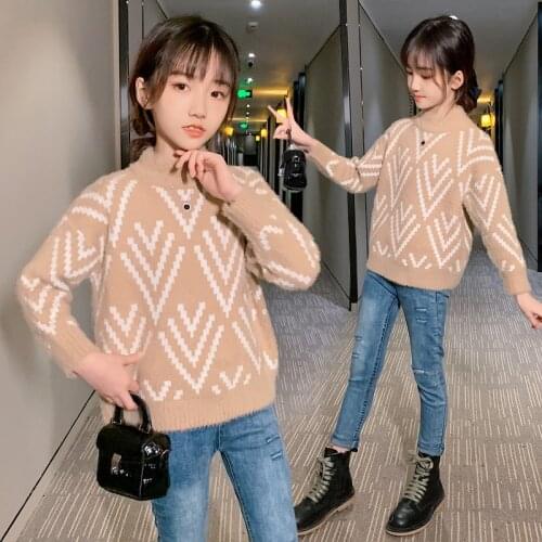 Girls Sweater Babys Coat Outwear 2021 Classic Thicken Warm Winter Autumn Knitting Pullover Christmas Gift Childrens Clothing