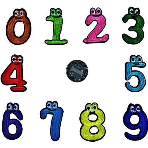 T-N 0-9 Embroidered Chapter Cute Snake Eyes Digital Stickers Iron on Patches Clothing Appliques Garment Apparel Hat Accessories