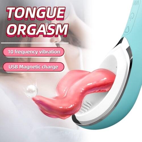 Clit Vibrator Tongue Licking Nipple Sucker Clitoral Stimulation Breast Massager 10 Speed Oral Sex Vibrator Toys For Woman